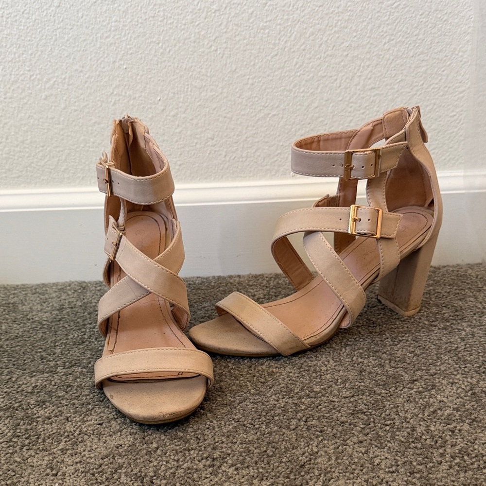 Elegant Tan Strappy Heels